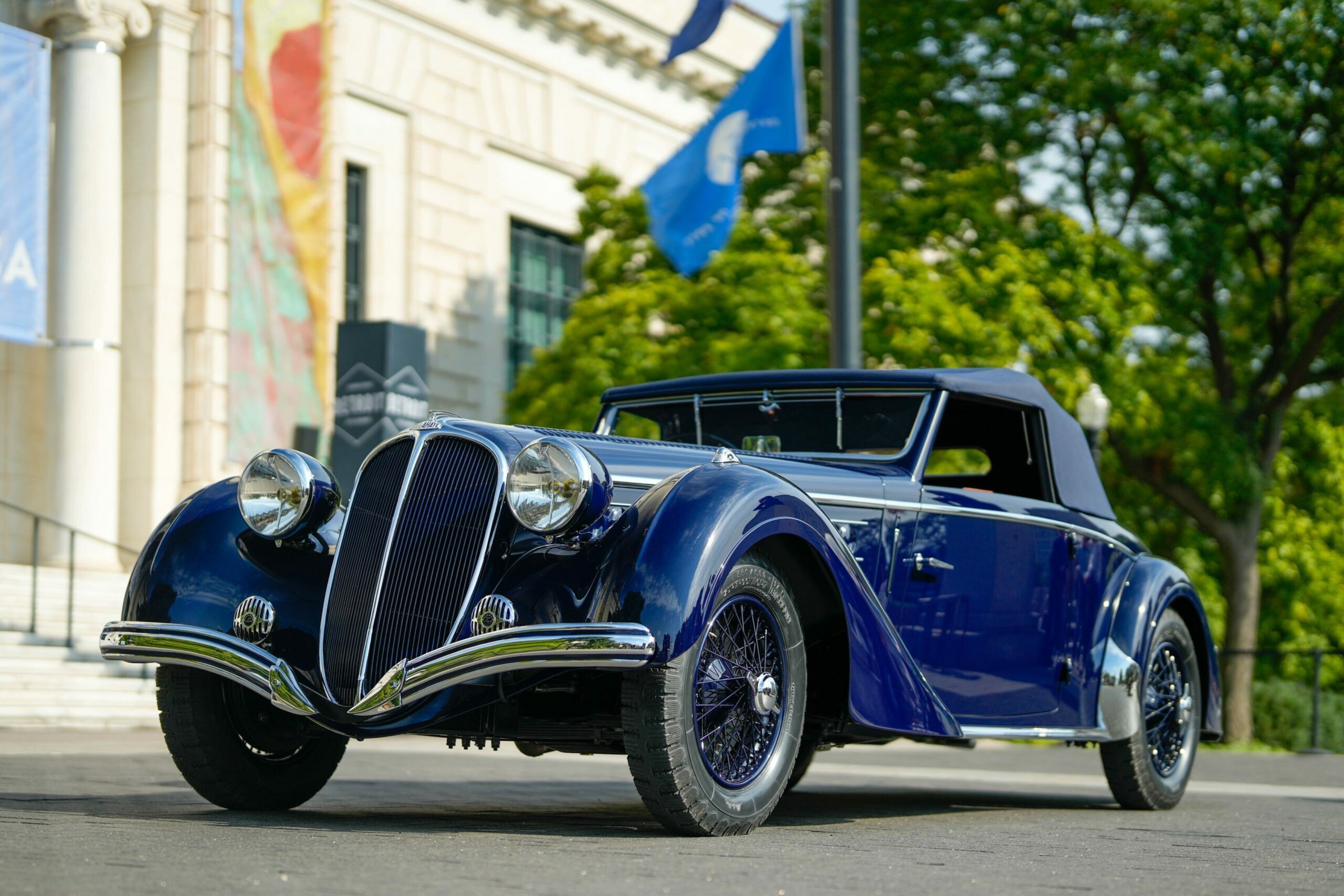 A 1937 Delahaye 135M Cabriolet by Chapron, displayed by Tom McGough from Shoreview, MN, was chosen Best of Show at the inaugural Detroit Concours d’Elegance.