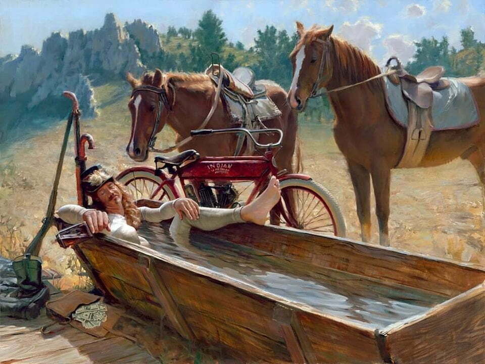 World-Renowned Artist oil painting by David Uhl’s Harley-Davidson Motorcycles Fine Art