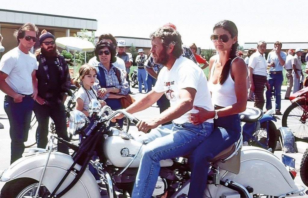 Steve McQueen with Barbara Minty his 1940 Indian Chief Motorcycle.